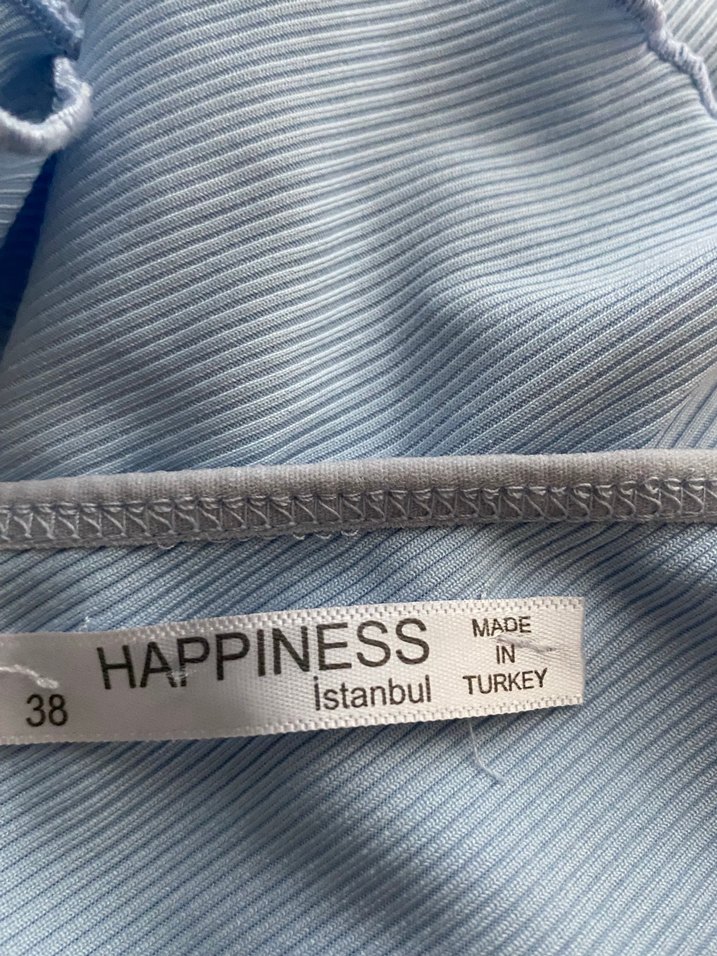 Mavi V Yaka Fırfırlı Kolsuz  Bluz - Görsel 5