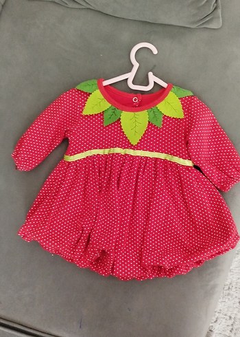 Civil Puantiyeli Pembe Uzun Kollu Kız Elbisesi