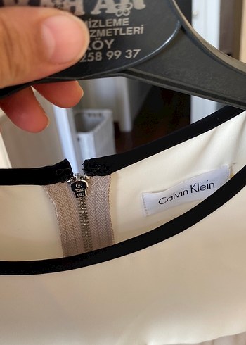 Bej Siyah Kenarlı Midi Elbise - Görsel 4