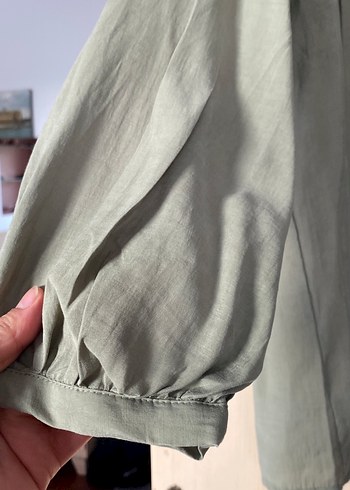 Kadın Haki Keten Salaş Gömlek - Görsel 2