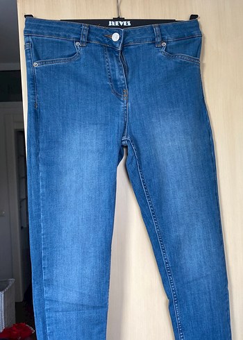 Parlak Mavi Kadın Midi Jean Pantolon - Görsel 2