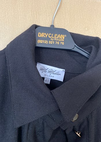 Siyah Düğmeli Kadın Keten Gömlek - Görsel 3