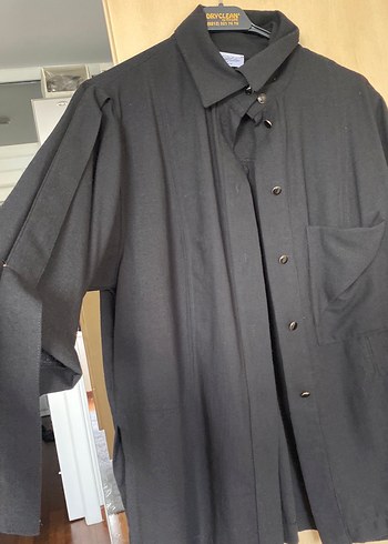 Siyah Düğmeli Kadın Keten Gömlek - Görsel 2