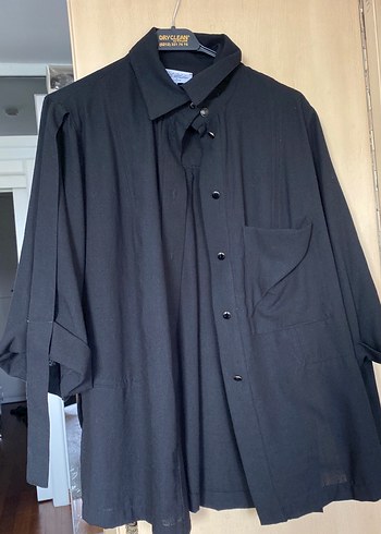 Siyah Düğmeli Kadın Keten Gömlek - Görsel 4