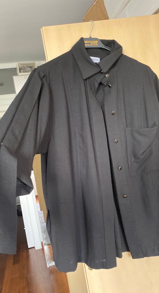 Siyah Düğmeli Kadın Keten Gömlek - Görsel 2