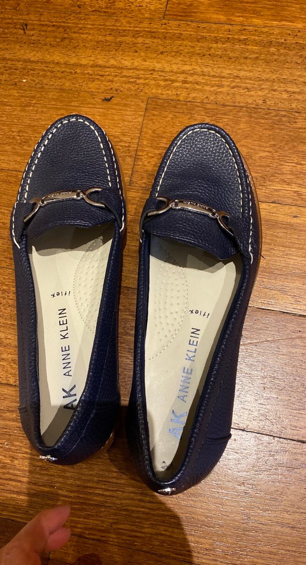 Anne Klein Lacivert Deri Kadın Dolgu Topuklu Babet - Görsel 2