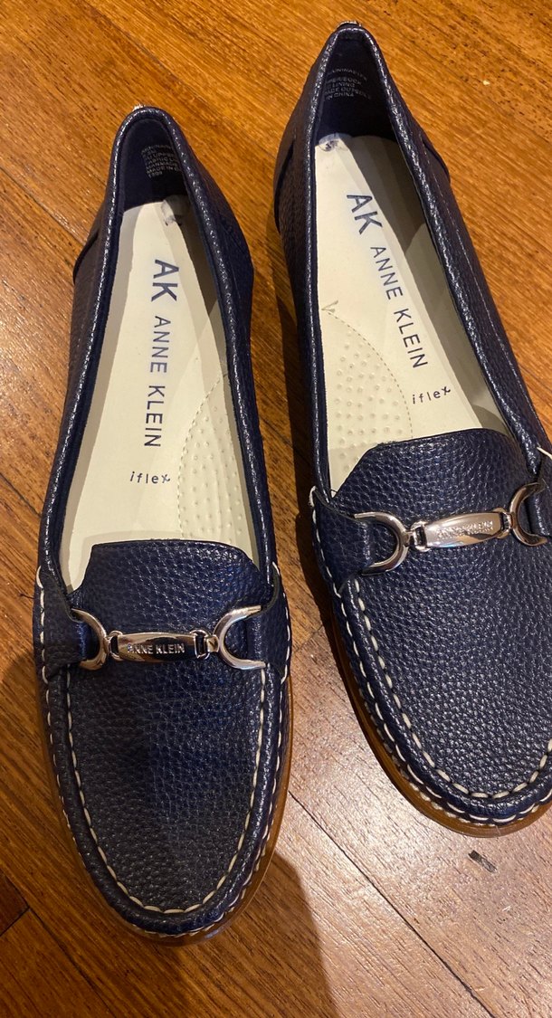 Anne Klein Lacivert Deri Kadın Dolgu Topuklu Babet - Görsel 3