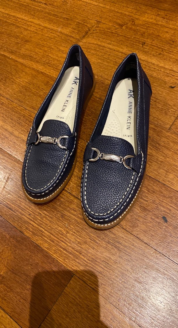 Anne Klein Lacivert Deri Kadın Dolgu Topuklu Babet - Görsel 4