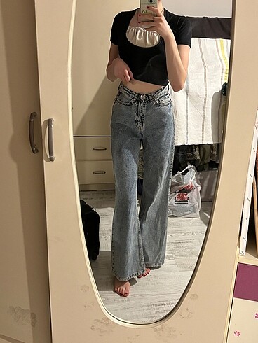 Uzun bel kot pantolon jeans