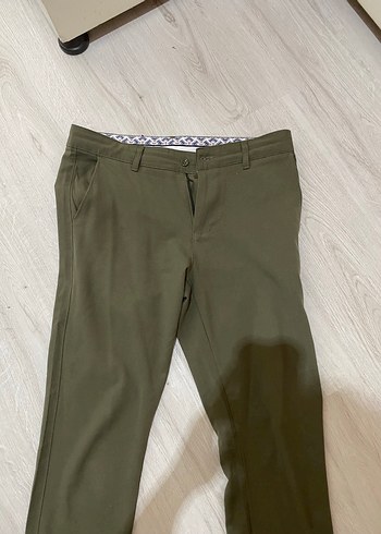 32 Beden Erkek Haki Kemerli Regular Fit Pantolon
