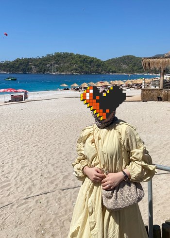 Diğer Camel Renkli Uzun Halter Yaka Elbise
