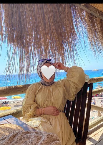 diğer Beden Camel Renkli Uzun Halter Yaka Elbise