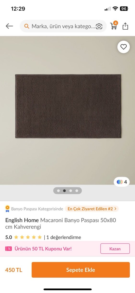 Bej Düz Banyo Paspası - Görsel 3