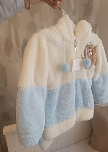 Bebek Erkek Peluş pijama alt üst, Nakışlı, Beyaz & Pastel Mavi - Görsel 6