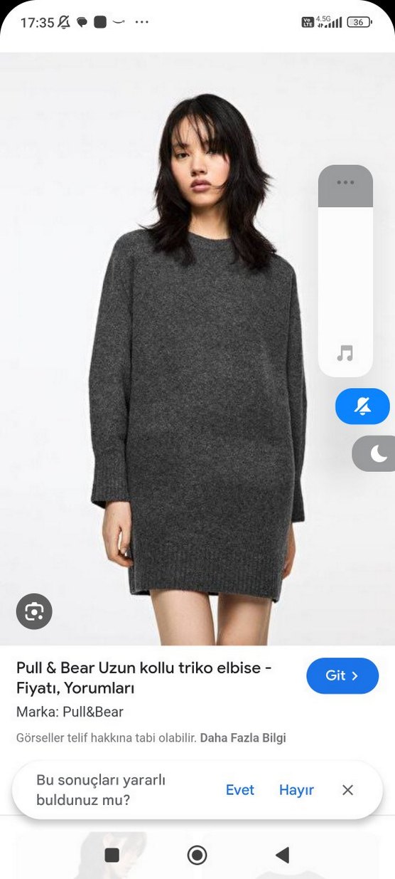 Pull&Bear Gri Uzun Kollu Triko Elbise - Görsel 2