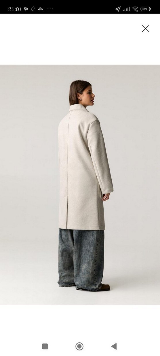 Düz Kesim Açık Bej Kadın Kaban - Görsel 2