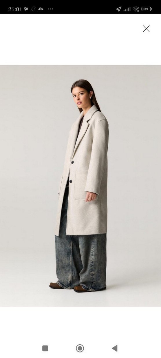 Düz Kesim Açık Bej Kadın Kaban - Görsel 3