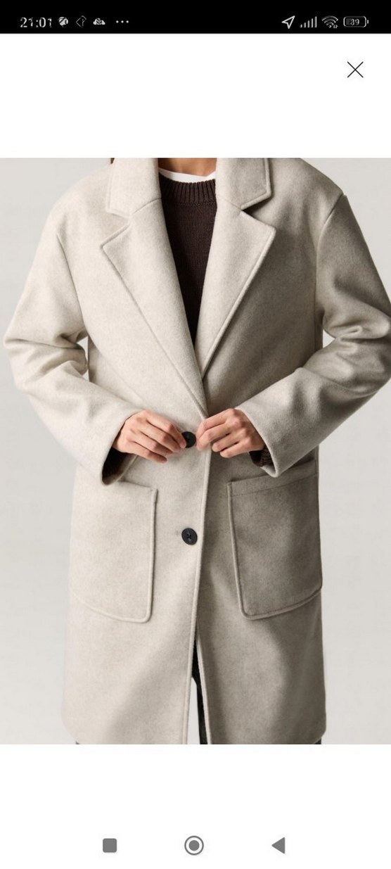 Düz Kesim Açık Bej Kadın Kaban - Görsel 5