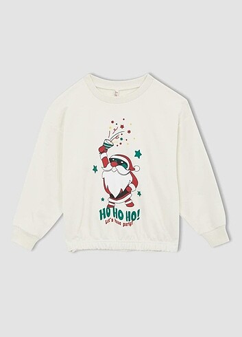 Yılbaşı temalı kız çocuk Noel kazak sweatshirt