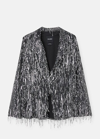 Pull and Bear Parıltılı pullu payetli püsküllü blazer ceket