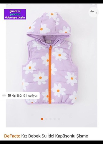 Kız Çocuk Kapüşonlu Çiçek Desenli Yelek - Görsel 2