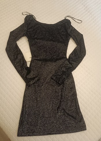 Uzun Kollu Siyah Mini Elbise - Görsel 10