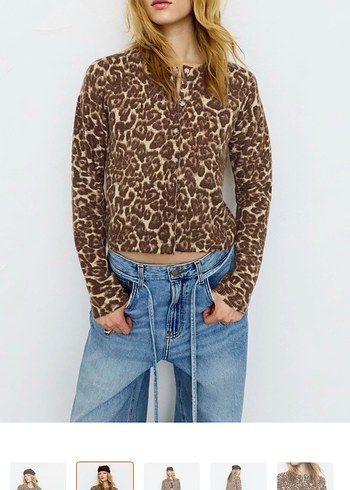 Leopar desenli hırka - Görsel 2