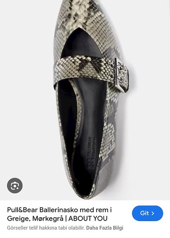 Pull and Bear Yılan Desenli Gri Deri Stiletto Babet