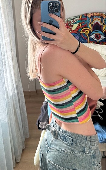 xs Beden çeşitli Renk Koton crop üst
