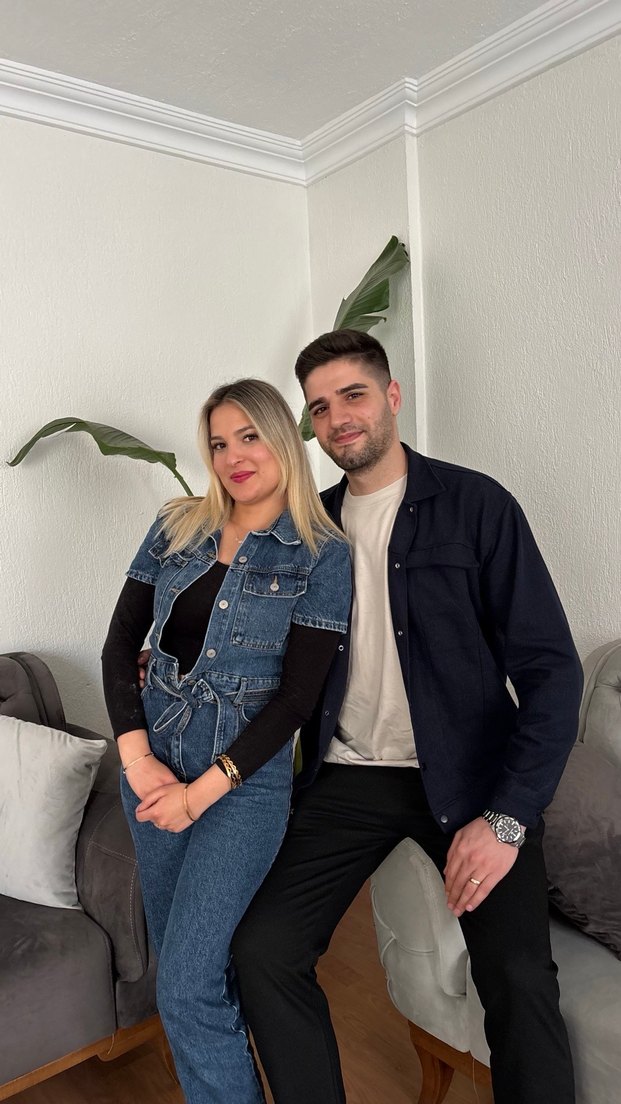 Kadın Mavi Kısa Kollu Uzun Denim Tulum - Görsel 4