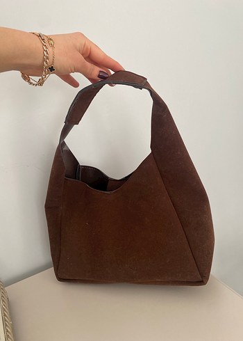 Kahverengi Süet Kadın Çanta Seti - Görsel 3
