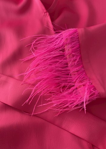 Pembe Mini Kuşaklı Kadın saten Gömlek - Görsel 4