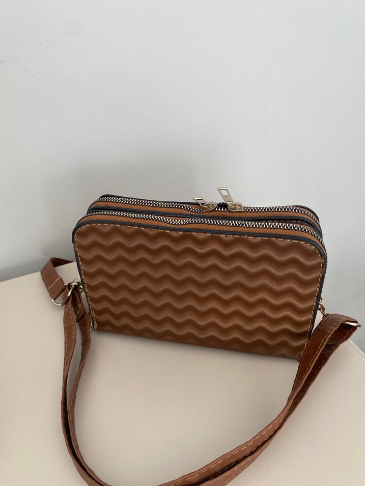 Kahverengi Yılan Desenli Kadın Deri Çanta - Görsel 3