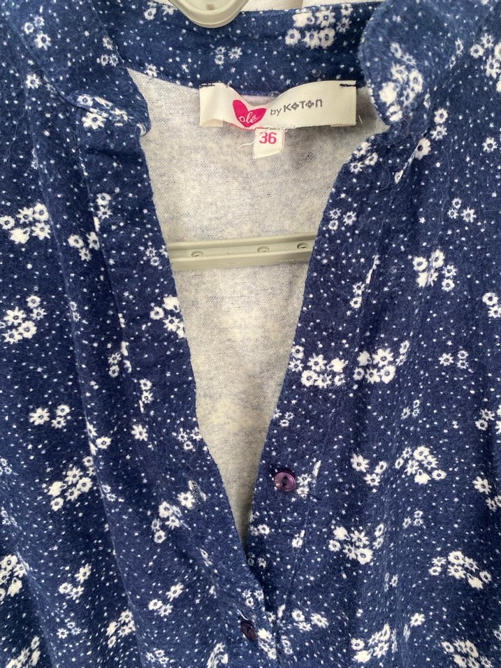 Mavi Baskılı Denim Elbise - Görsel 4