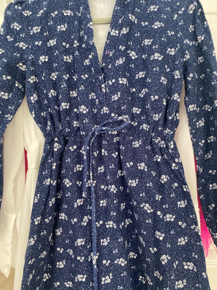 Mavi Baskılı Denim Elbise - Görsel 2