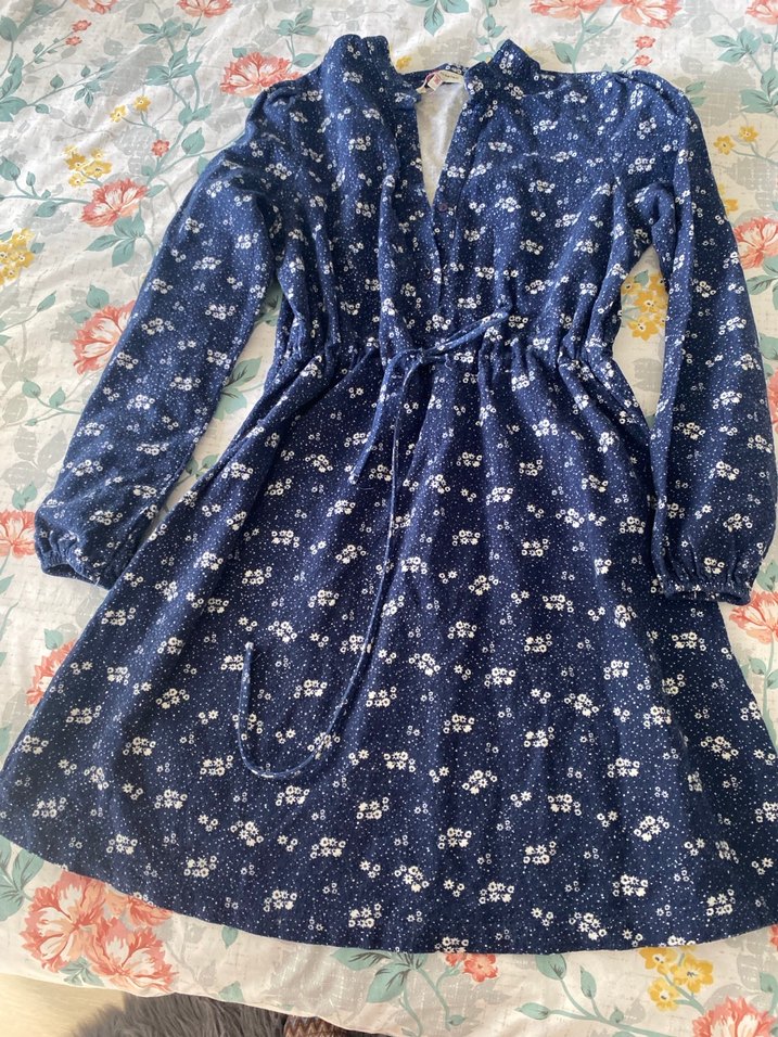 Mavi Baskılı Denim Elbise - Görsel 3