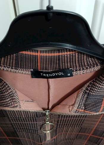 Düğmeli Ekoseli Uzun Kollu Kadın Tunik - Görsel 4