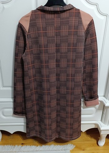 Düğmeli Ekoseli Uzun Kollu Kadın Tunik - Görsel 5