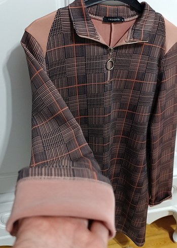 Düğmeli Ekoseli Uzun Kollu Kadın Tunik - Görsel 3