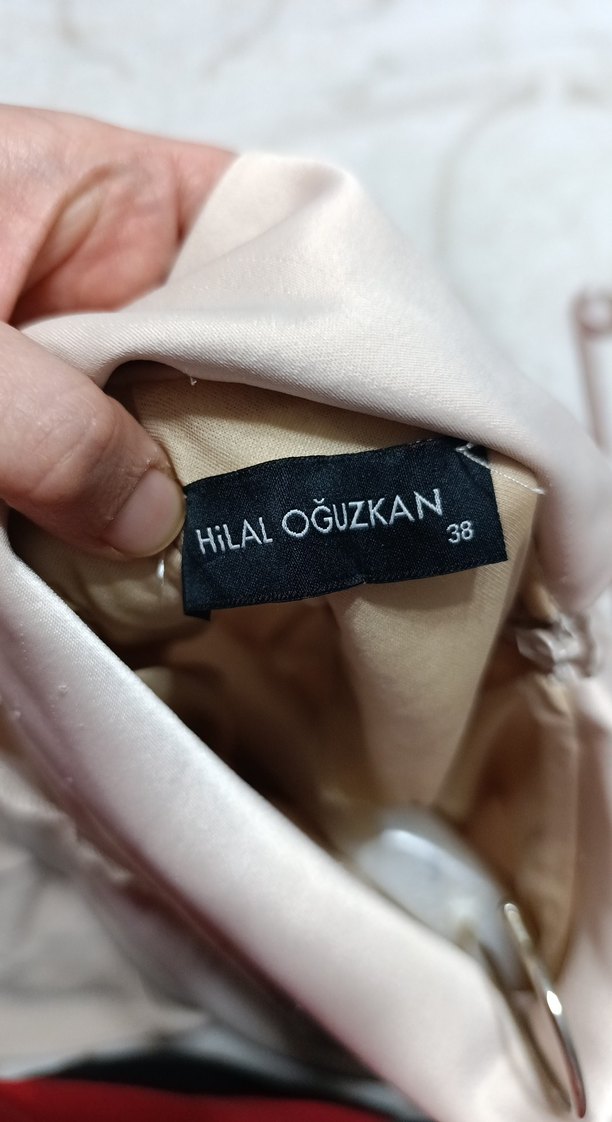 Bej Uzun Keten Elbise, Drapeli, Yüksek Yaka - Görsel 4