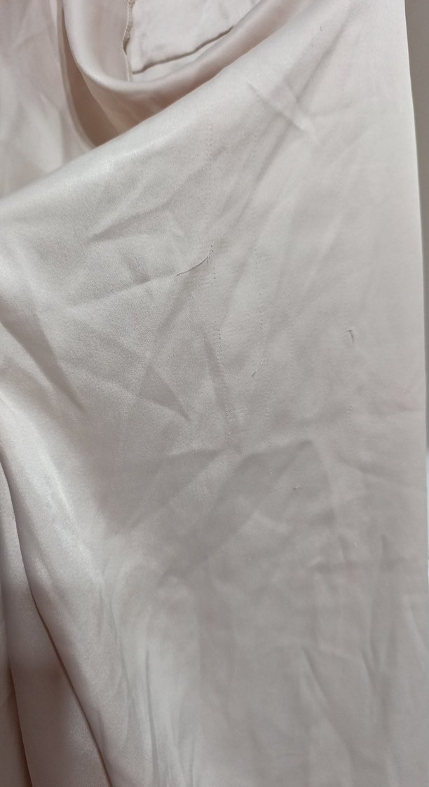 Bej Uzun Keten Elbise, Drapeli, Yüksek Yaka - Görsel 3