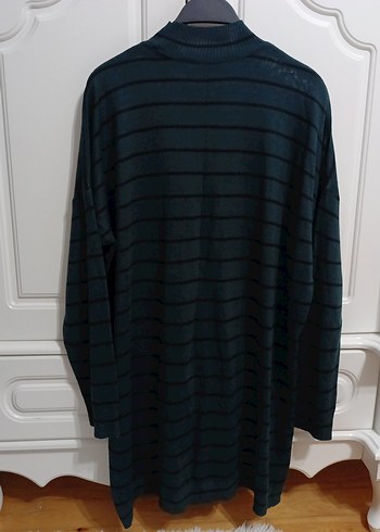 Gri Çizgili Kadın Boğazlı Triko Kazak - Görsel 4