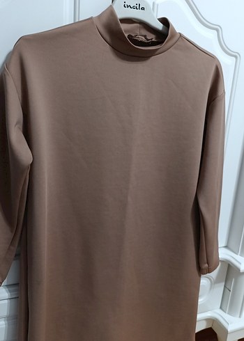 Bej Kadın Uzun Kollu Salaş Tunik - Görsel 2