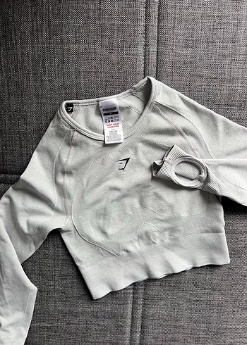 Uzun Kollu Gri Crop Top - Gymshark - Görsel 2