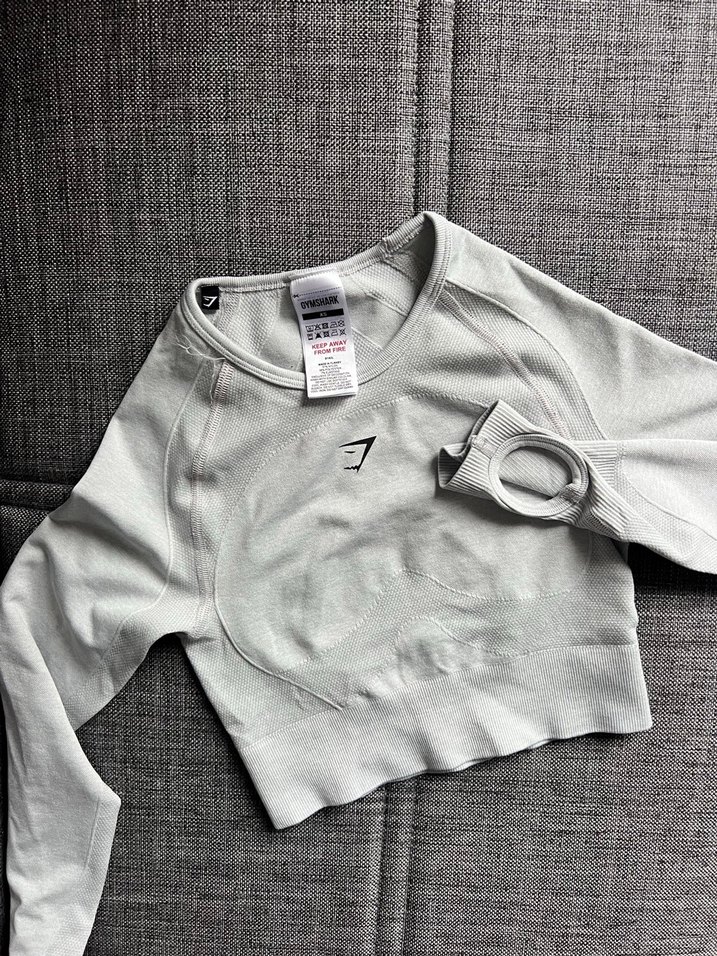 Uzun Kollu Gri Crop Top - Gymshark - Görsel 2