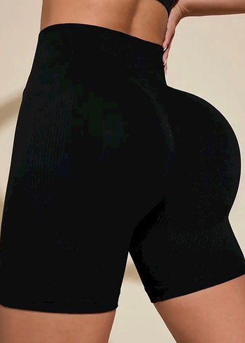 Siyah Elastik Midi Spor Tayt
