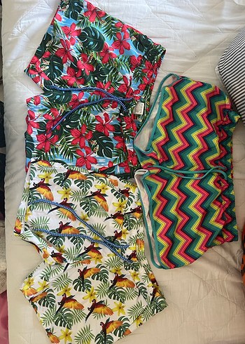 Renkli Desenli kadın şort Mayo 3lü - Görsel 3