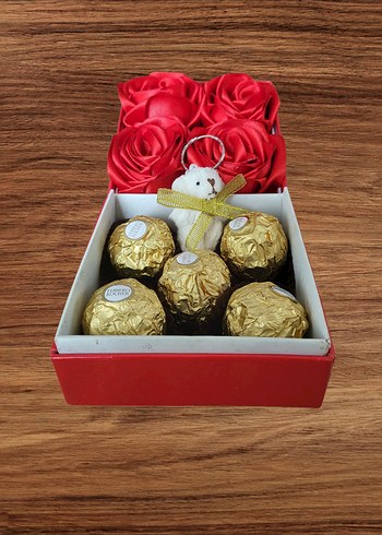 Altın Renkli Çikolata ve Gül Hediye Kutusu - Görsel 2