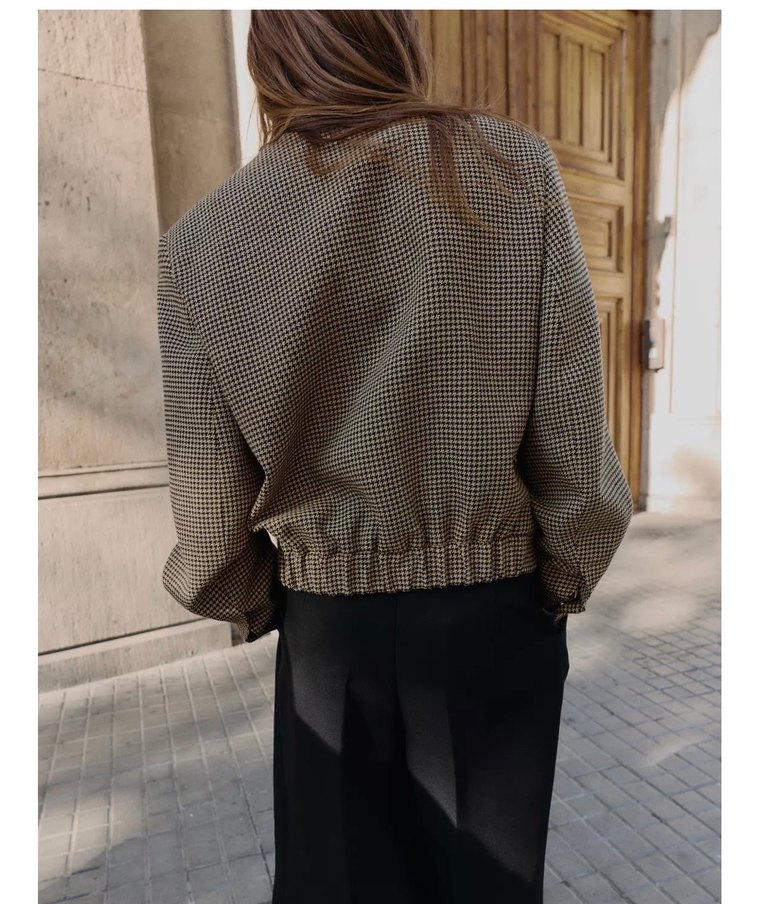 Bej Ekose Desenli Kadın Midi Ceket - Görsel 2