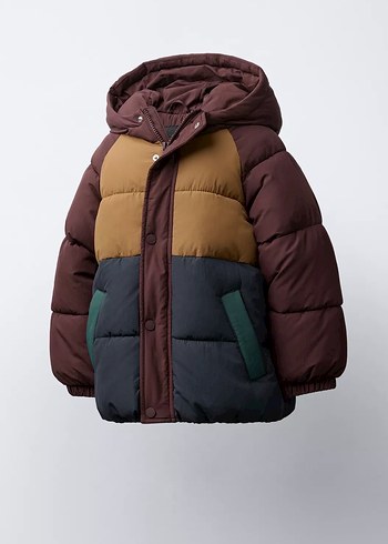 Koyu Kahverengi Kapüşonlu Erkek Çocuk Mont - Görsel 3